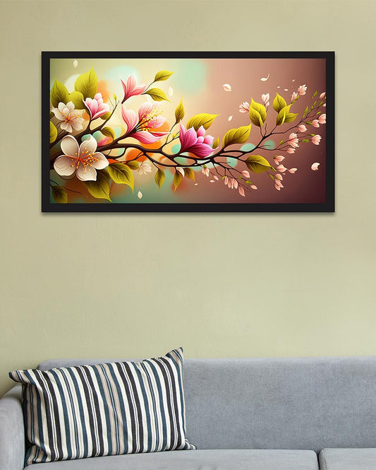 Floral Spring Background Floating Frame Canvas Wall Painting