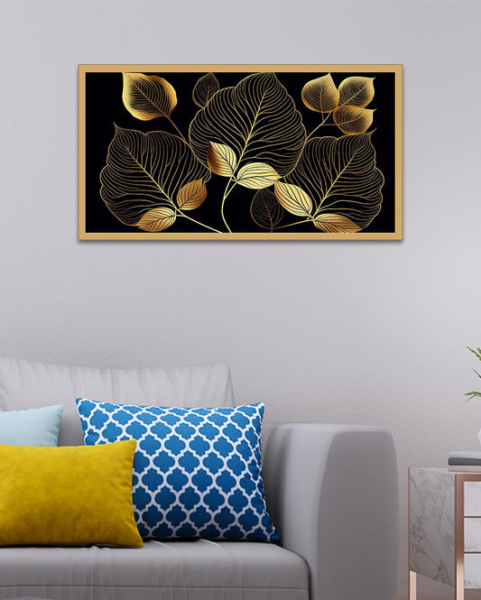 Modern Golden Leaves Canvas Wall Painting