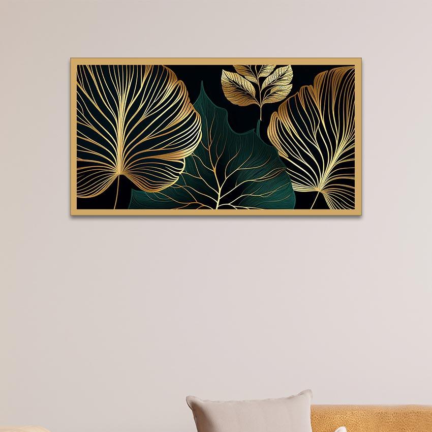 Golden Leaves Botanical Print Canvas Wall Painting