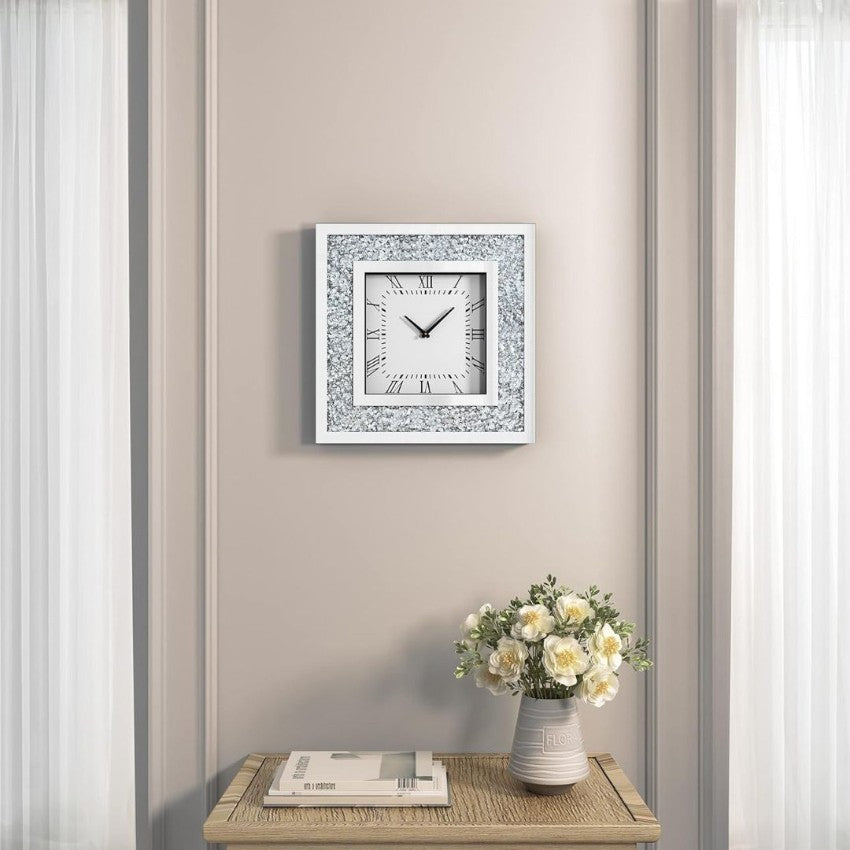 Premium Mirror Finish & Diamond Wall Clock | 12 x 2 x 12 inches