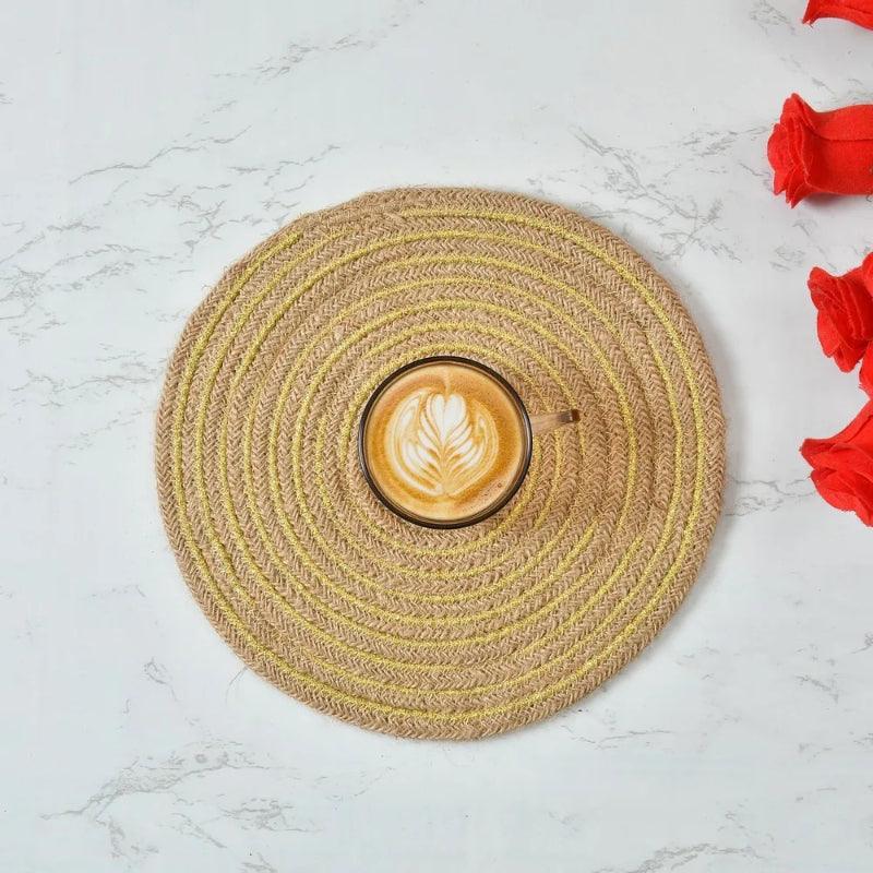Golden Jute Lurex Placemat | 14 inches