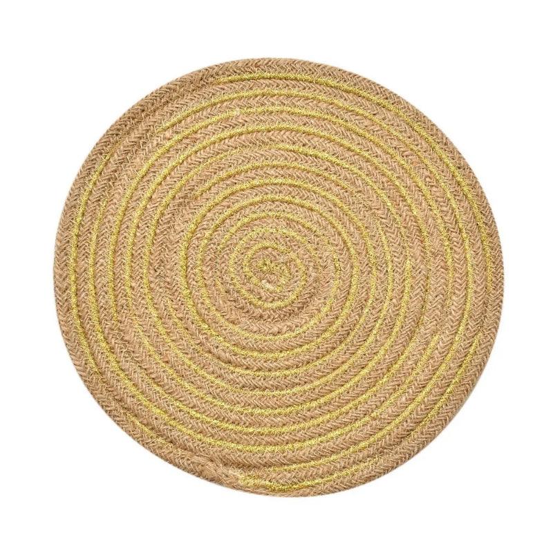 Golden Jute Lurex Placemat | 14 inches