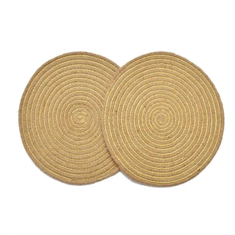 Golden Jute Lurex Placemat | 14 inches