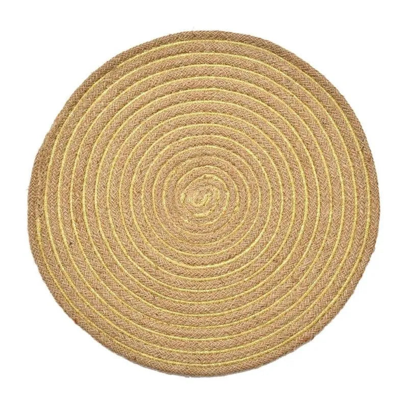 Golden Jute Lurex Placemat | 14 inches