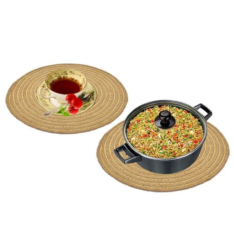 Golden Jute Lurex Placemat | 14 inches