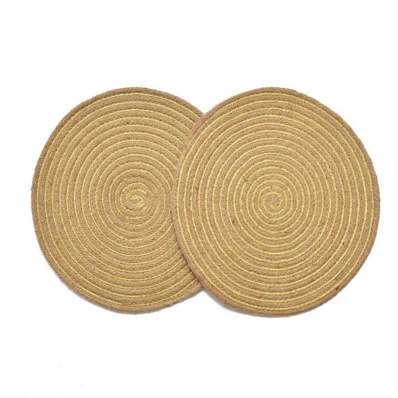 Golden Jute Lurex Placemat | 14 inches