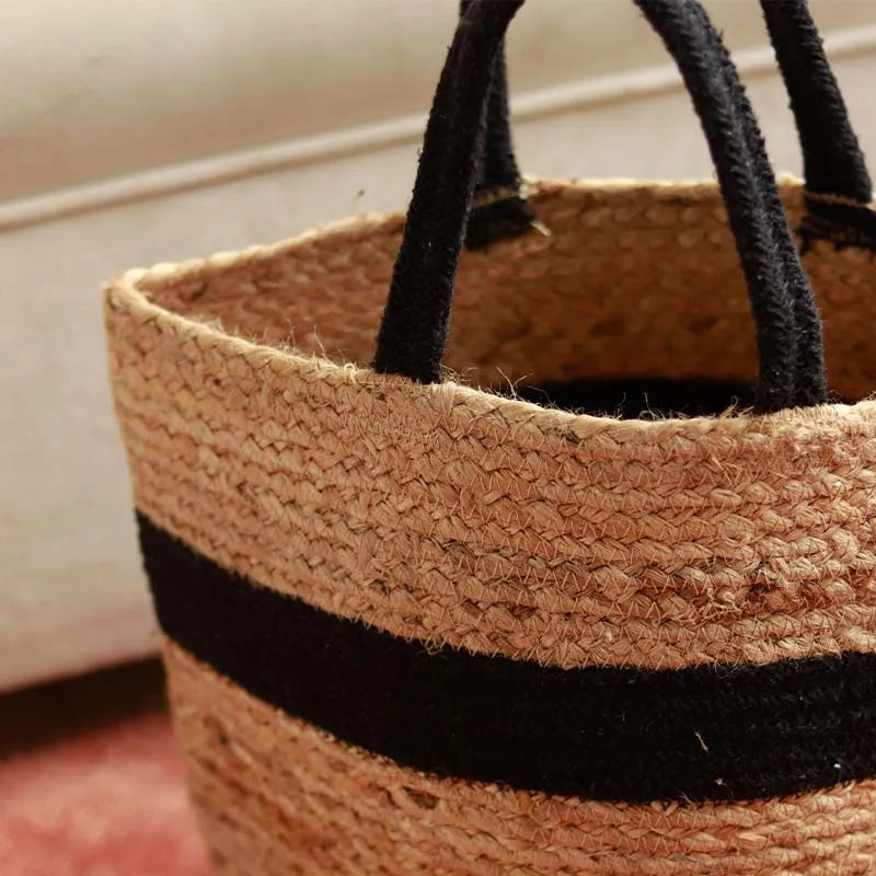 Black Jute Cotton Storage Basket | 10 Inches