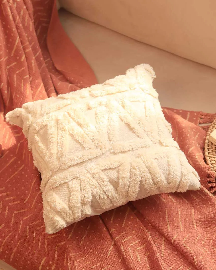 Inverted Triangles Cotton Tufted Cushion Cover | Single