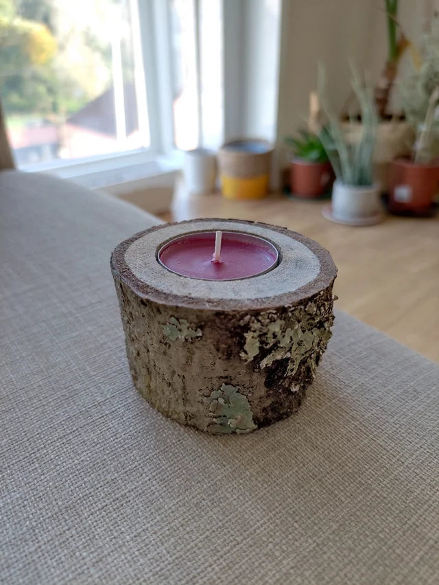 Round Wooden Tea Light Holder Set of 6