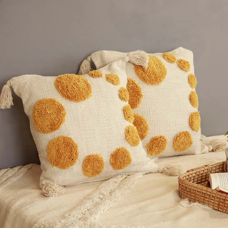 Spiral Design Tufted Cushion Cover | 16 x 16 Inches