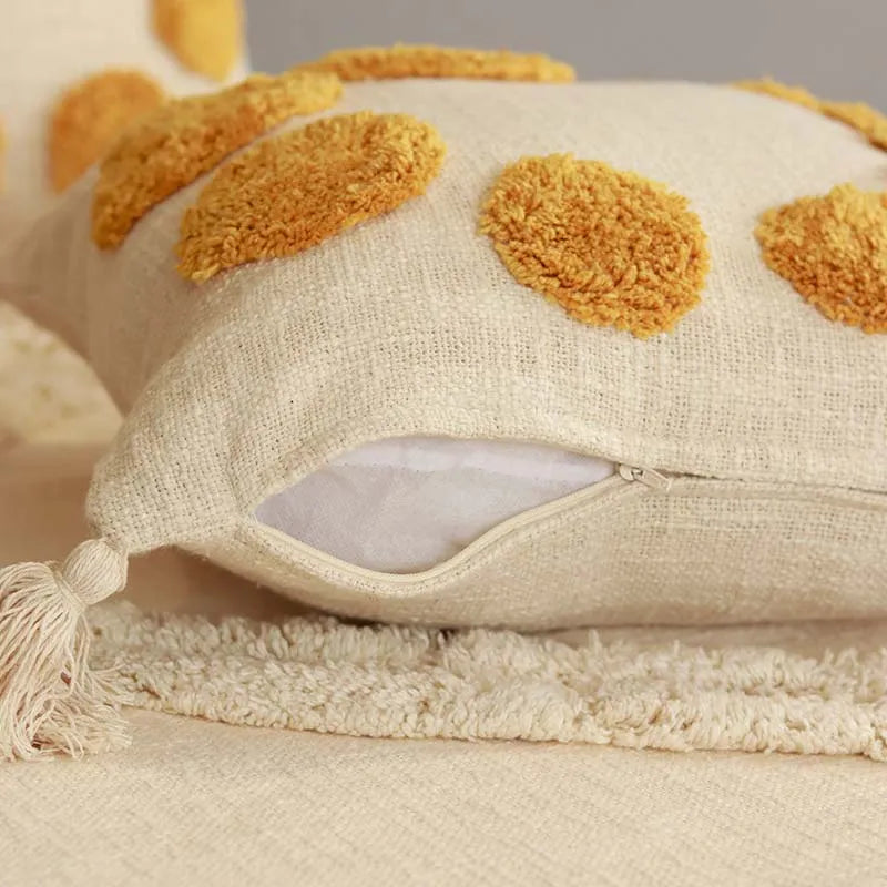 Tufted Design Cotton Cushion Cover (Single)