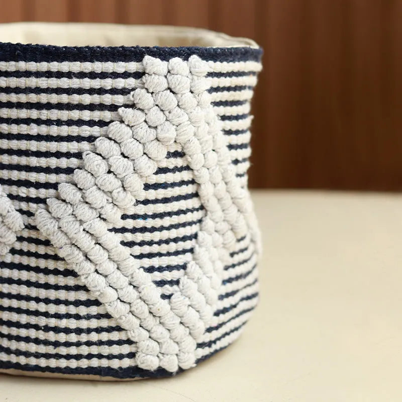 Black & White Cotton Rope Diamond Basket