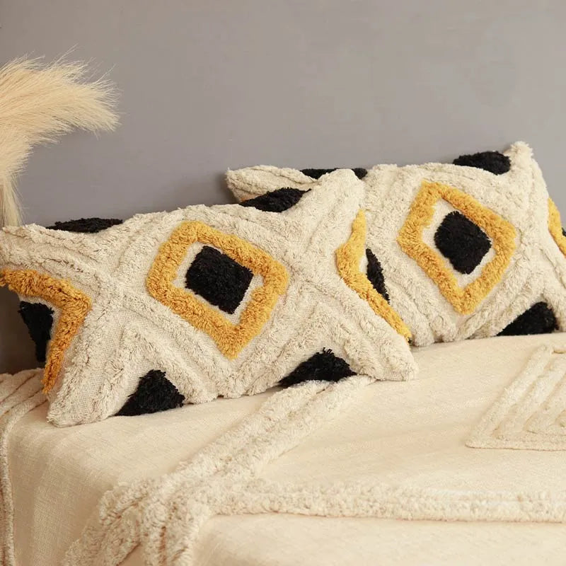 Cross Pattern Cotton Cushion Cover | 20x12 Inches