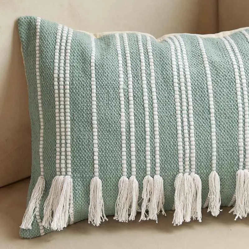 Vertical Lines Blue Cotton Cushion Cover | 24 x 16 inches