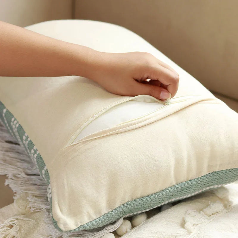 Vertical Lines Blue Cotton Cushion Cover | 24 x 16 inches