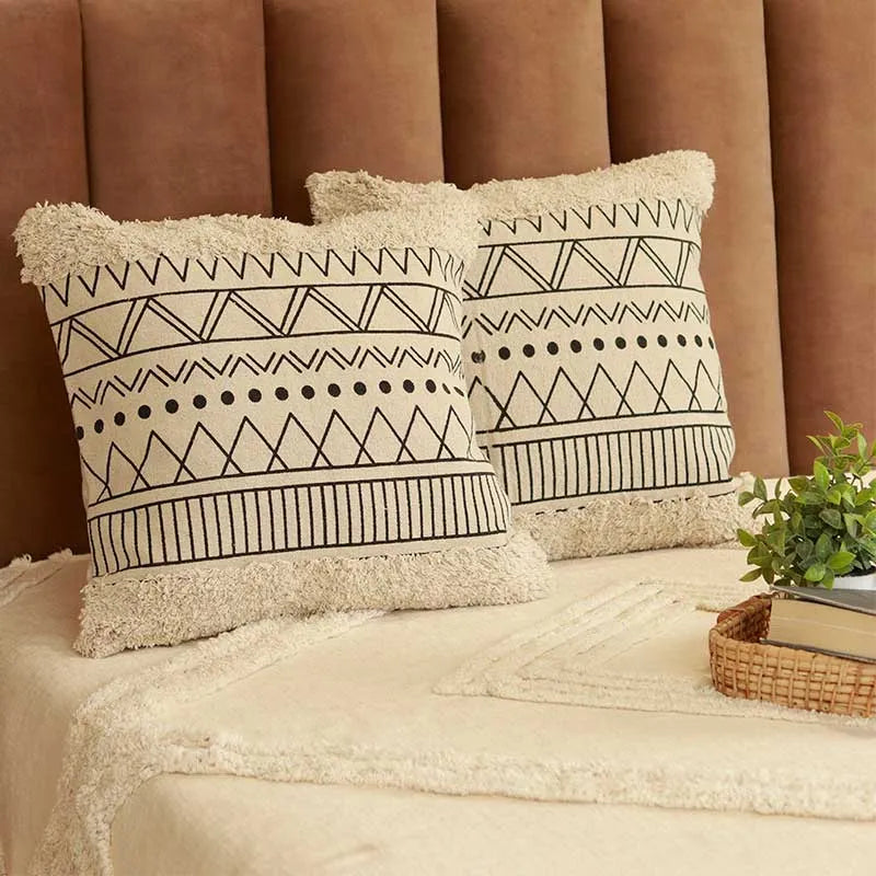 Printed High Cut Cotton Cushion Cover | 20 x 20 inches