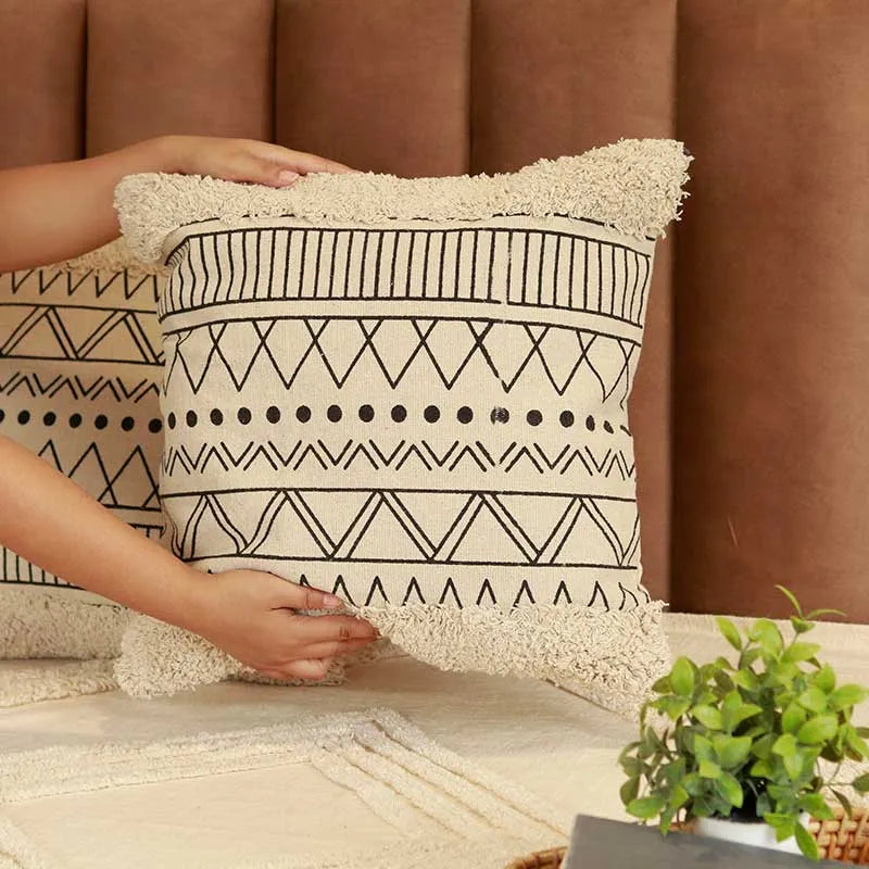 Printed High Cut Cotton Cushion Cover | 20 x 20 inches