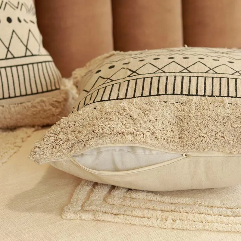 Printed High Cut Cotton Cushion Cover | 20 x 20 inches