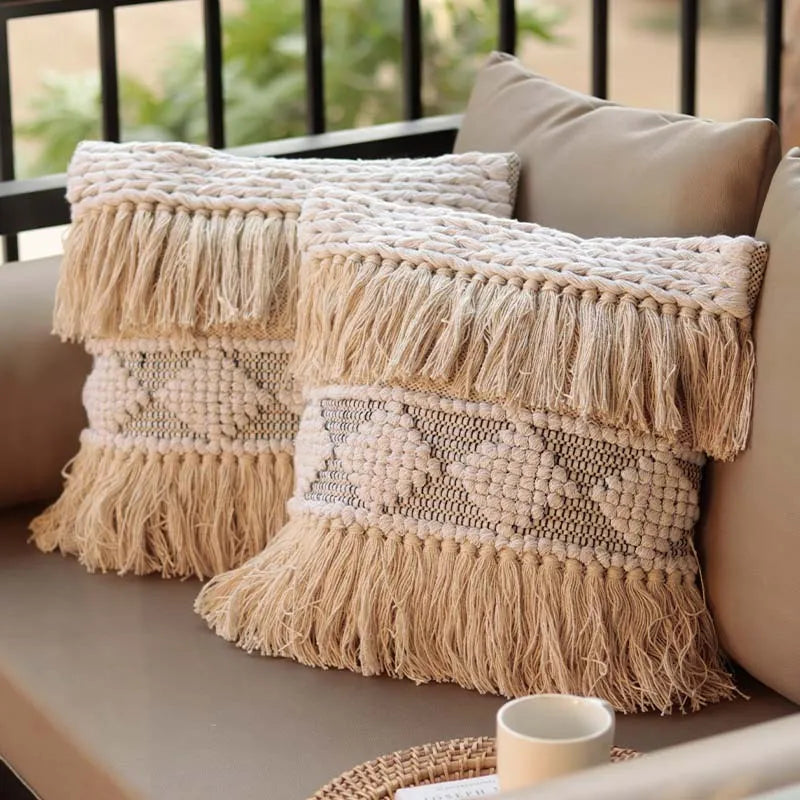 Dhurrie Knotted Cushion Cover | 16x16 inches