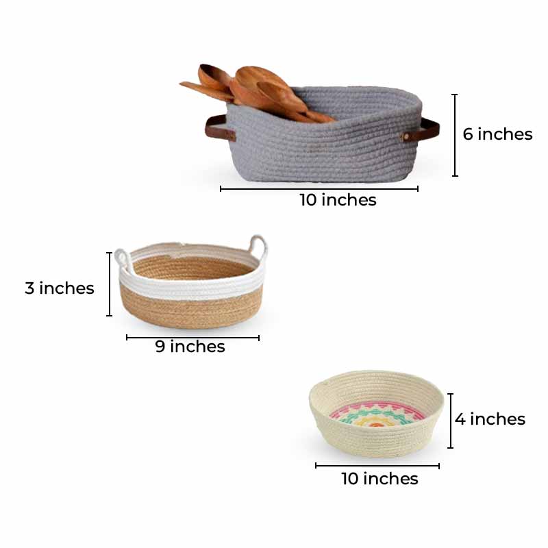 Cotton Shelf Storage Basket | Set of 3 Default Title