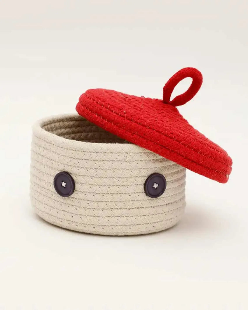Erica Round Cotton Lid Basket | 6 x 4 inches
