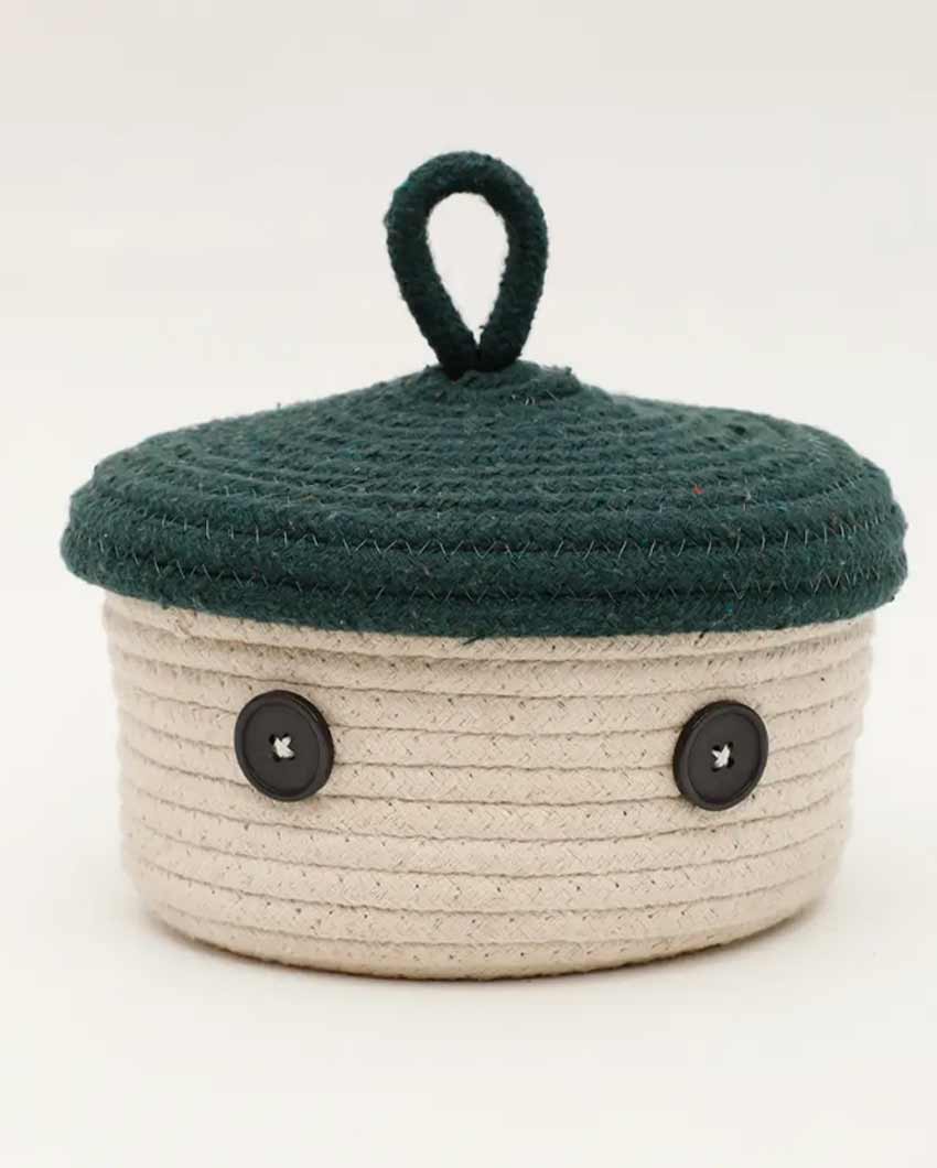 Erica Round Cotton Lid Basket | 6 x 4 inches