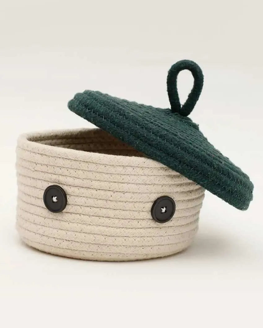 Erica Round Cotton Lid Basket | 6 x 4 inches