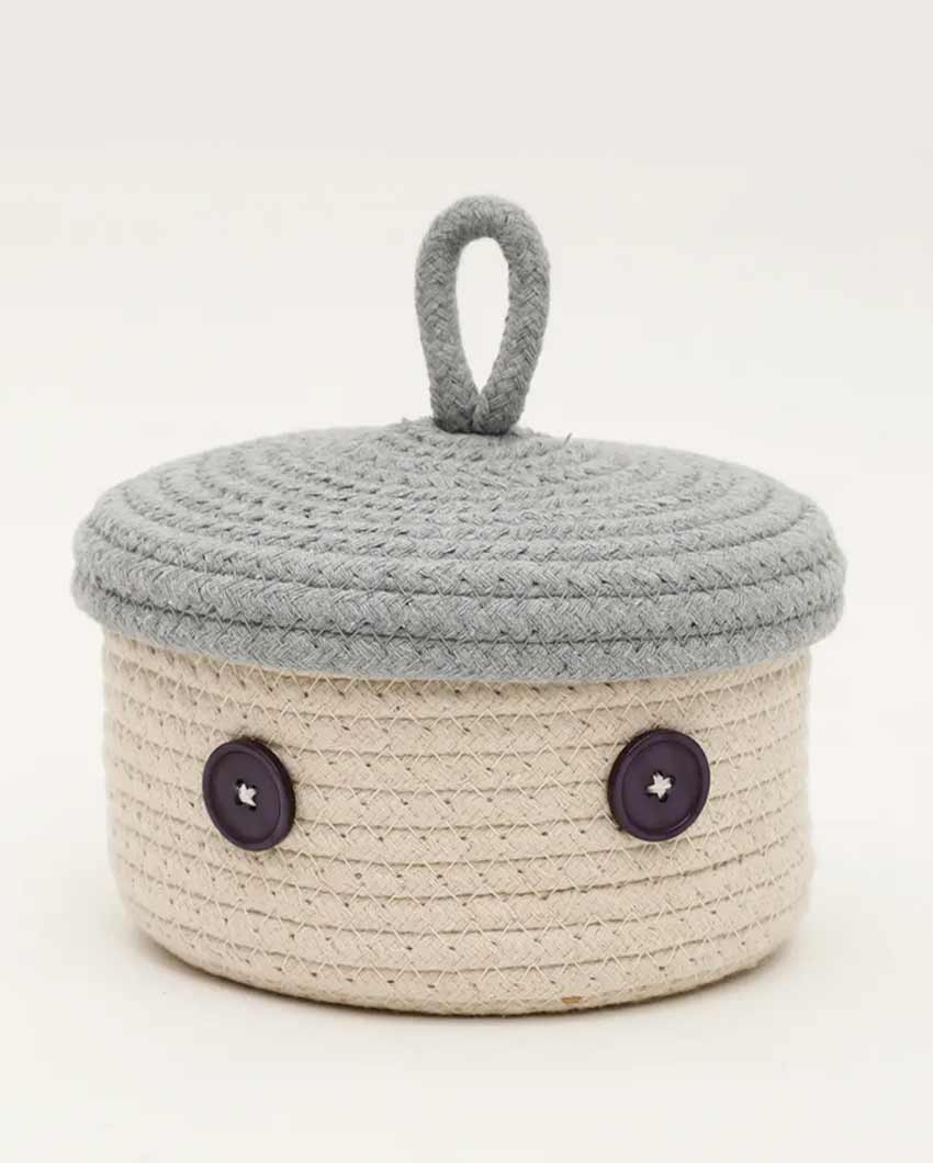 Erica Round Cotton Lid Basket | 6 x 4 inches