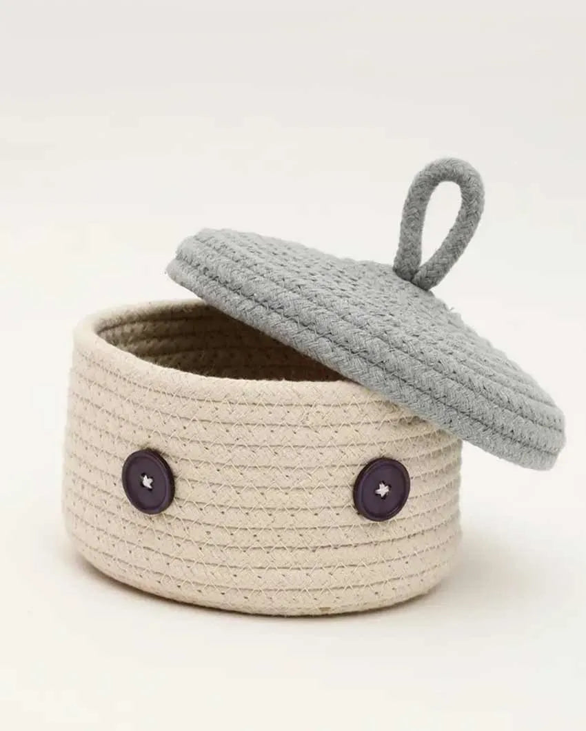 Erica Round Cotton Lid Basket | 6 x 4 inches