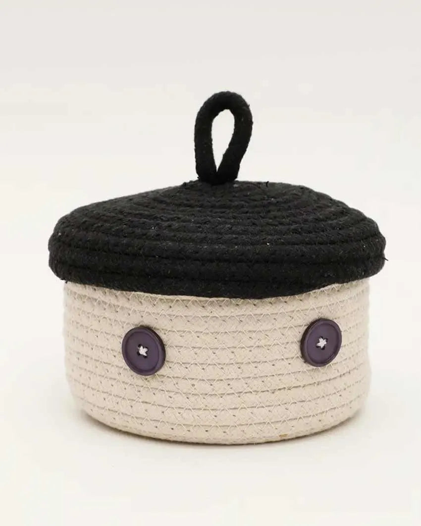 Erica Round Cotton Lid Basket | 6 x 4 inches