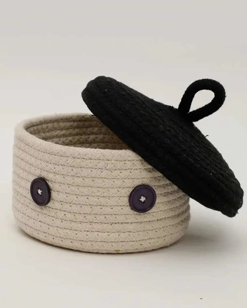 Erica Round Cotton Lid Basket | 6 x 4 inches