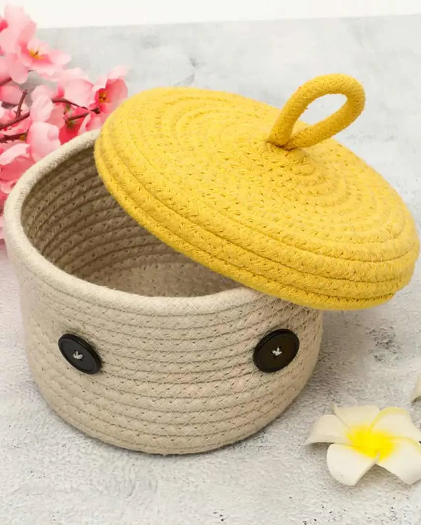 Erica Round Cotton Lid Basket | 6 x 4 inches