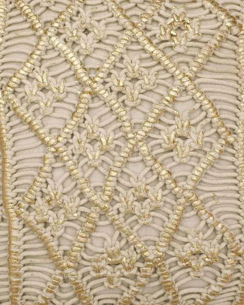 Diamonds Macrame Cotton Cushion Cover | 16 x 16 inches