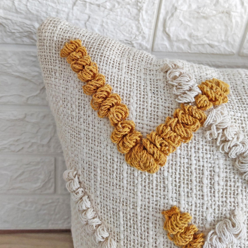 V Design Tufted Cotton Cushion Cover (Single)