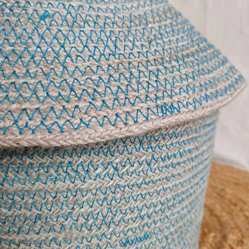 Vintage Style Jute Basket With Lid 3 Baskets