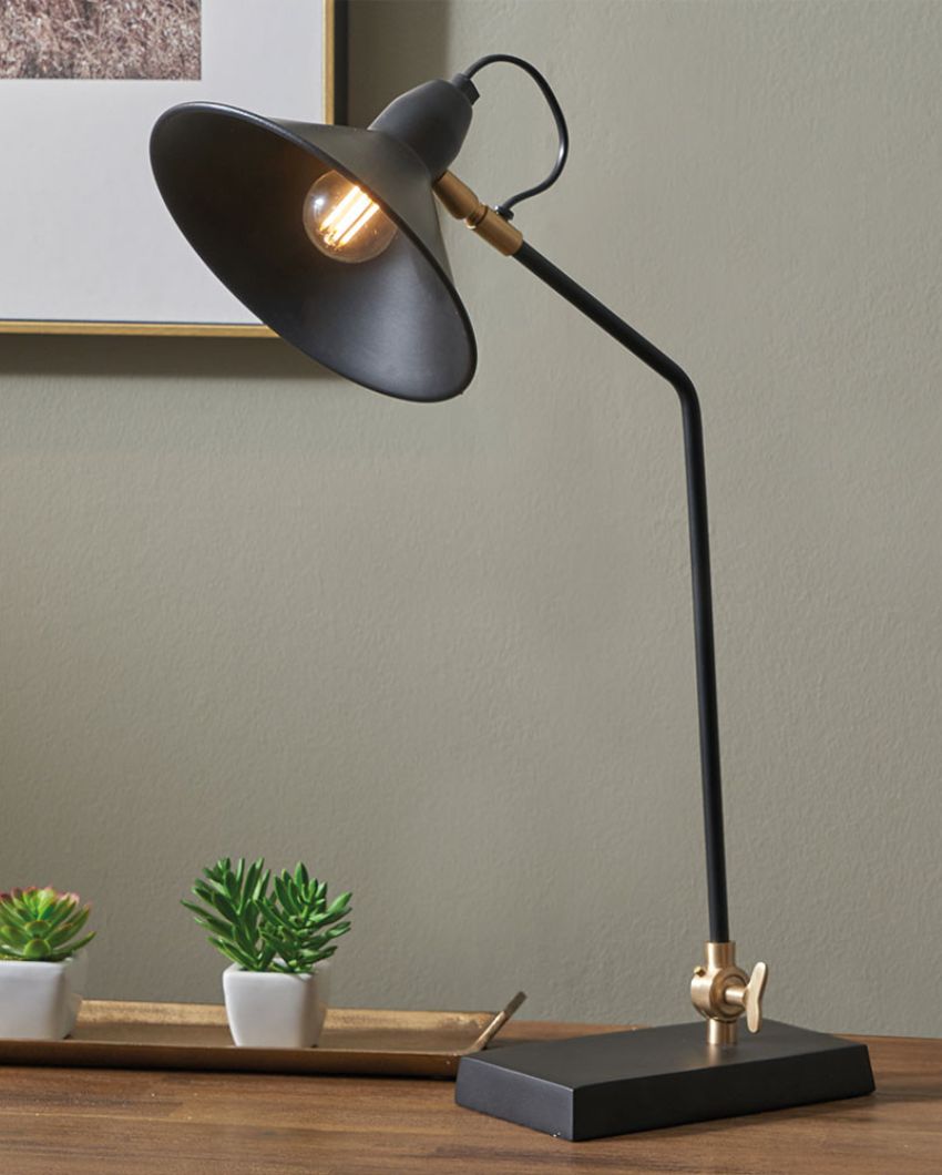 Industrial Desk Lamp with Black Powder Coating | 7 x 17 x 21 inches