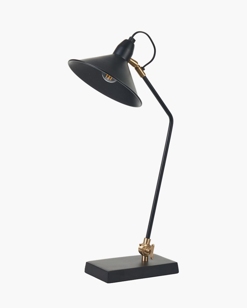 Industrial Desk Lamp with Black Powder Coating | 7 x 17 x 21 inches