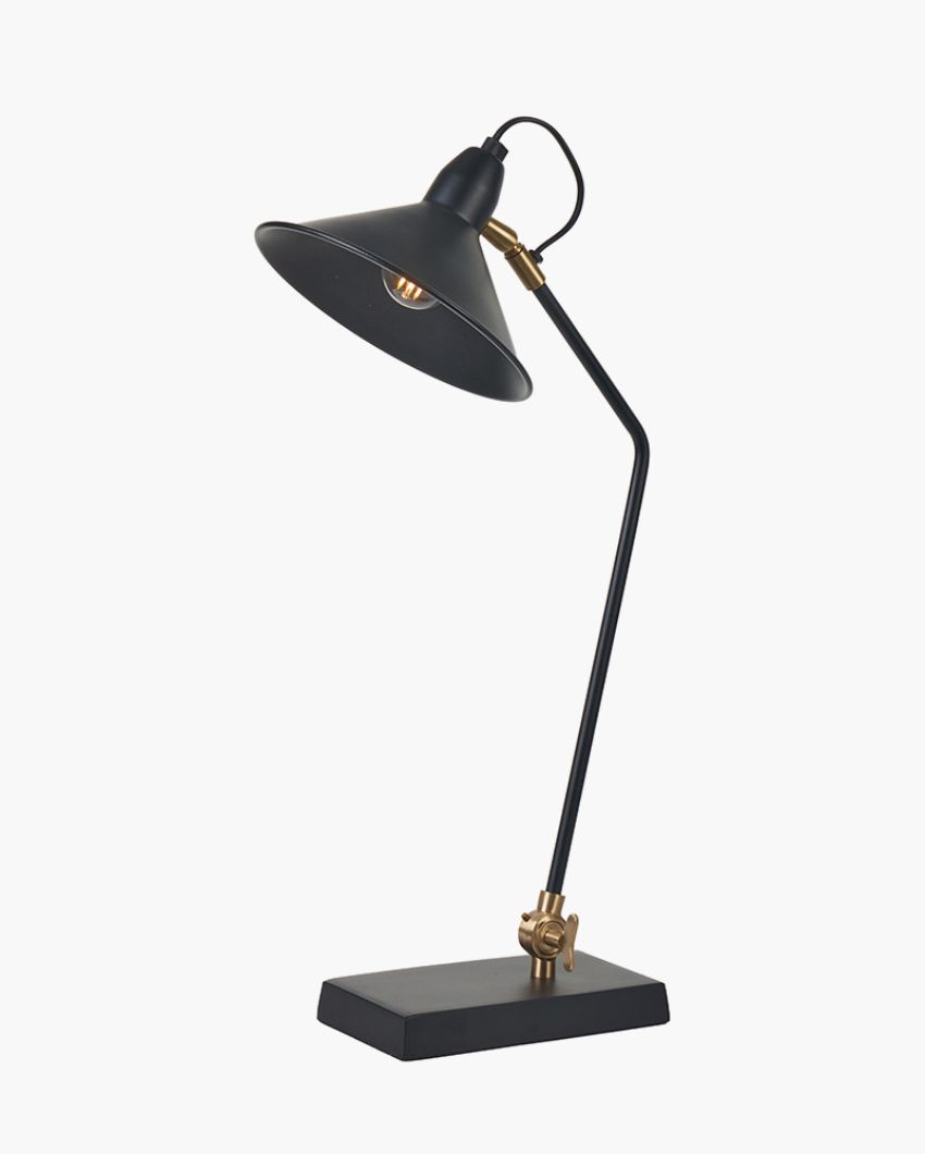Industrial Desk Lamp with Black Powder Coating | 7 x 17 x 21 inches
