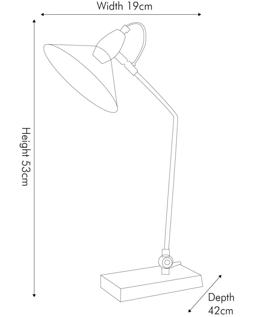 Industrial Desk Lamp with Black Powder Coating | 7 x 17 x 21 inches
