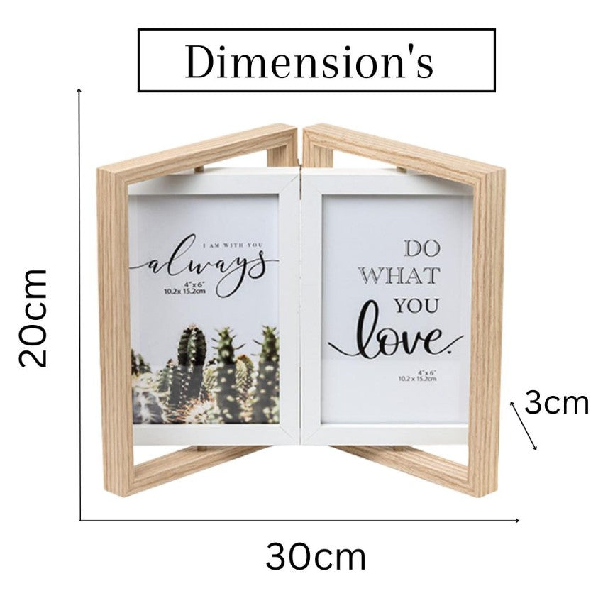 Sleek Beige Double Door Photo Frame with Rotation