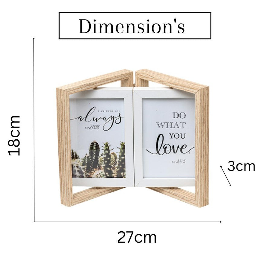Sleek Beige Double Door Photo Frame with Rotation