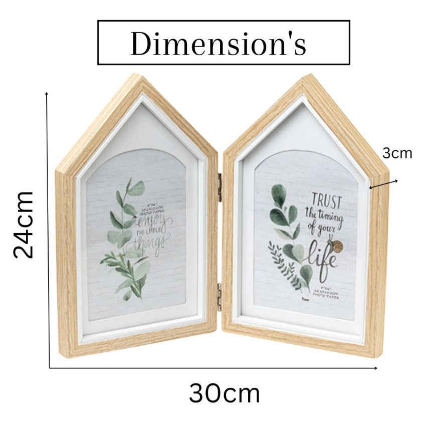 Charming Two-House Shape Beige Photo Frame