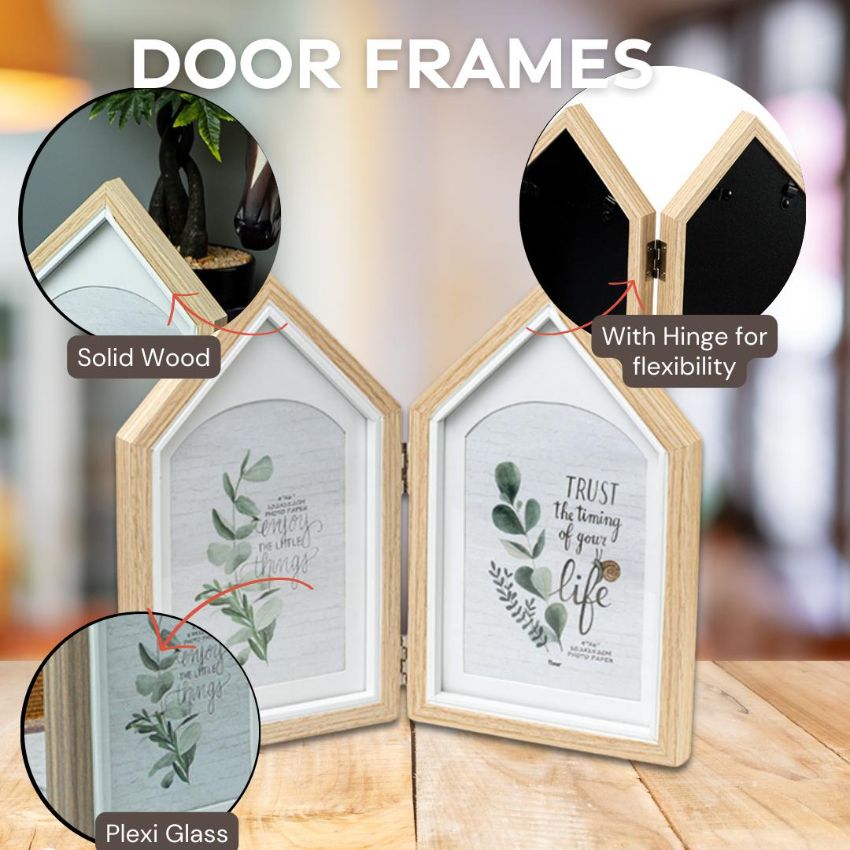 Charming Two-House Shape Beige Photo Frame