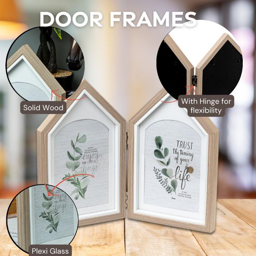 Cozy Two-House Shape Brown Photo Frame