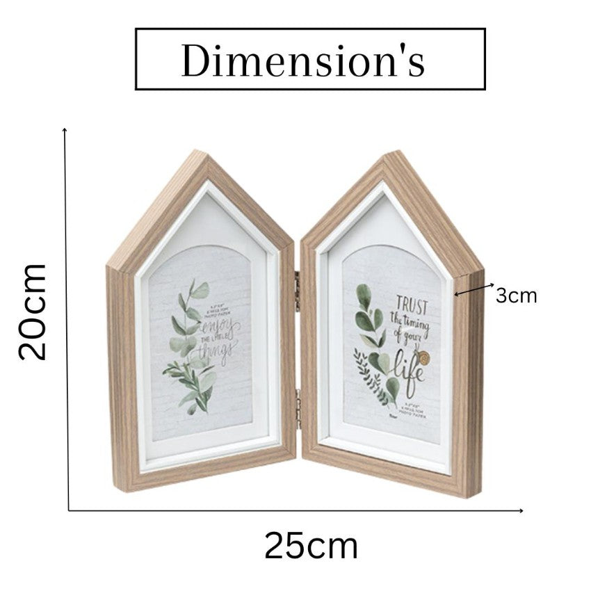 Cozy Two-House Shape Brown Photo Frame