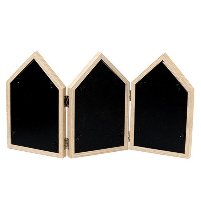 Charming Three-House Shape Beige Photo Frame