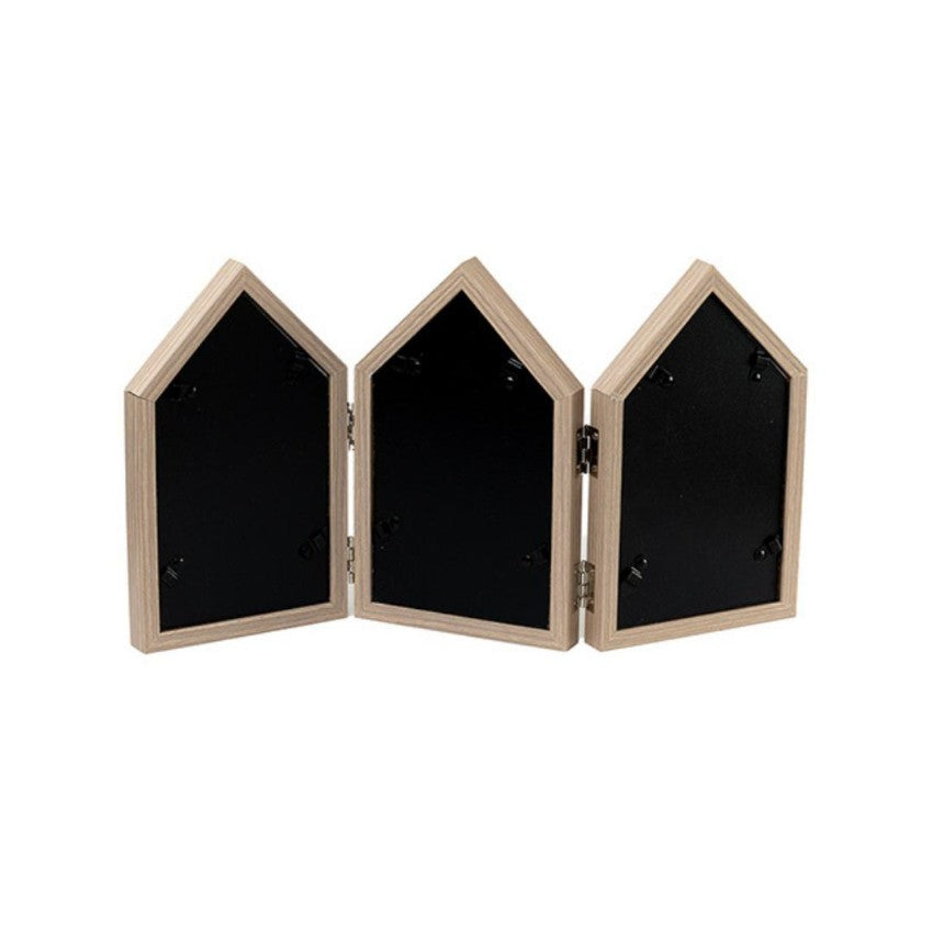 Quaint Three-House Shape Brown Photo Frame