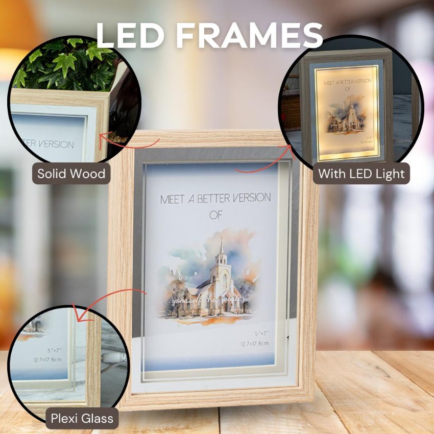 Chic Beige & Silver Photo Frame with LED Light