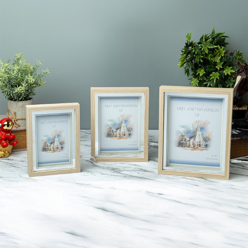 Chic Beige & Silver Photo Frame with LED Light
