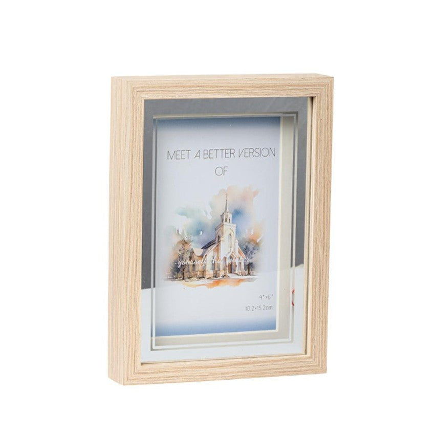 Chic Beige & Silver Photo Frame with LED Light